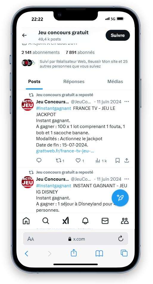 Jeu Concours X Twitter